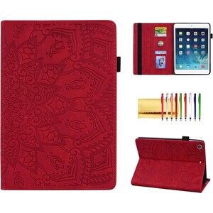 iPad 10.2" Case 7th 8th 9th Gen Folio Leather Stand Cover Pencil Holder Red